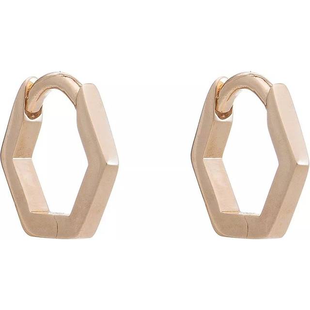 Rachel Jackson Womens Gold Hexagonal 9ct Yellow-gold Single Huggie Hoop Earring - GOLD