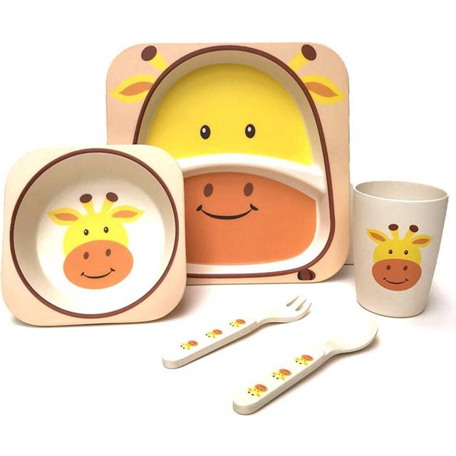(Children's 5 Piece Bamboo Dinner Set - 100% Bamboo Fibre, Eco-Friendly, Dishwasher Safe (Giraffe)) Children's 5 Piece Bamboo Dinner Set, Eco-Friendly