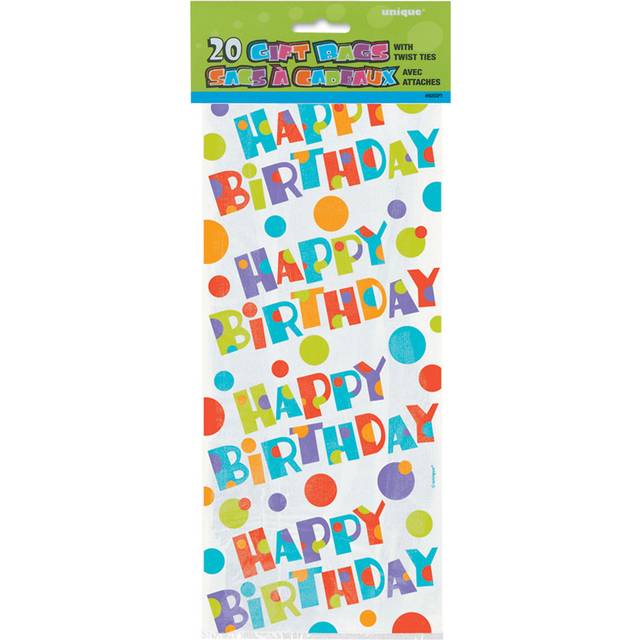 20 Bubbly Birthday Cellophane Gift Bags