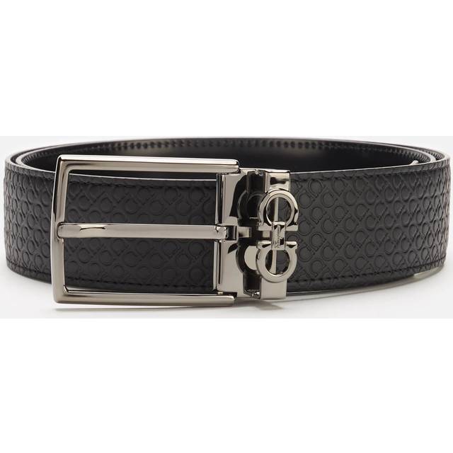 Ferragamo Men Reversible and adjustable Gancini belt Black