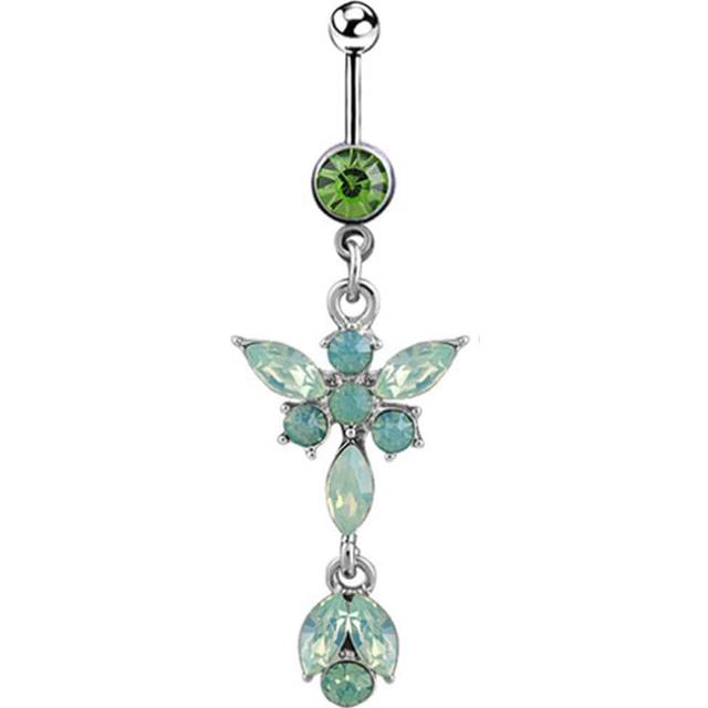 SHEIN 1pc European Style Alloy Rhinestone Decor Long Chain Butterfly Belly Button Ring For Women&#39;s Daily Wear
