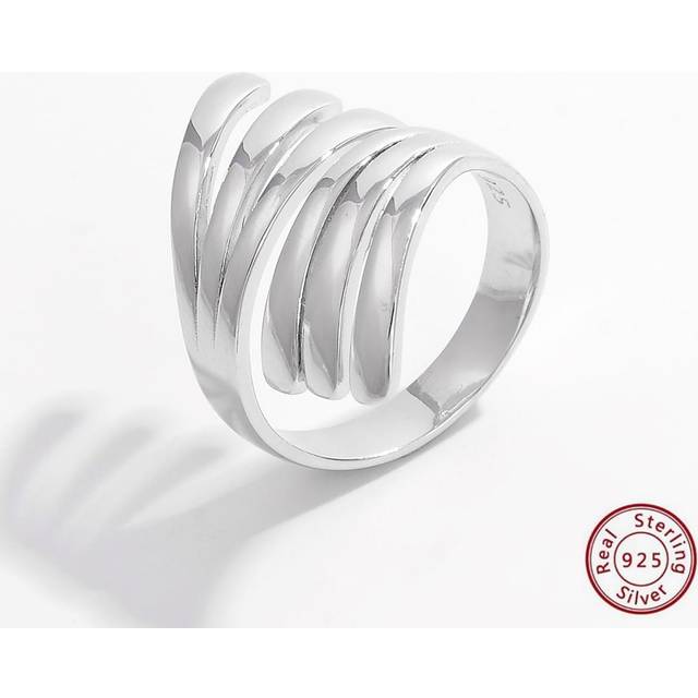 SHEIN 1pc Elegant, Creative & Fashionable 925 Sterling Silver 6-Layer Cross-Shaped Open Ring, Unisex Gift Suitable For Date, Party, Banquet To Showcase Char