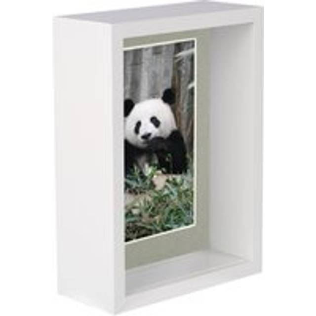 5" x 7" White 3D Deep Box Photo Frame - with 4" x 6" Mount - Grey Mount