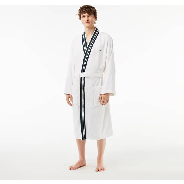 Lacoste Blanc Club Self-tie Organic Cotton Dressing Gown Xl - BLANC