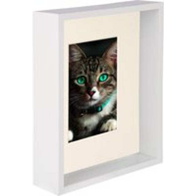 8" x 10" White 3D Deep Box Photo Frame - with 4" x 6" Mount - Ivory Mount