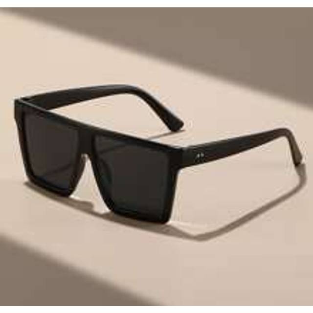 SHEIN 1pc Plastic Frame Oversized Black Beach Fashion Glasses, Fashionable Perfect For Travel Beach Accessories Beach Accessories For Women Glasses Shades F
