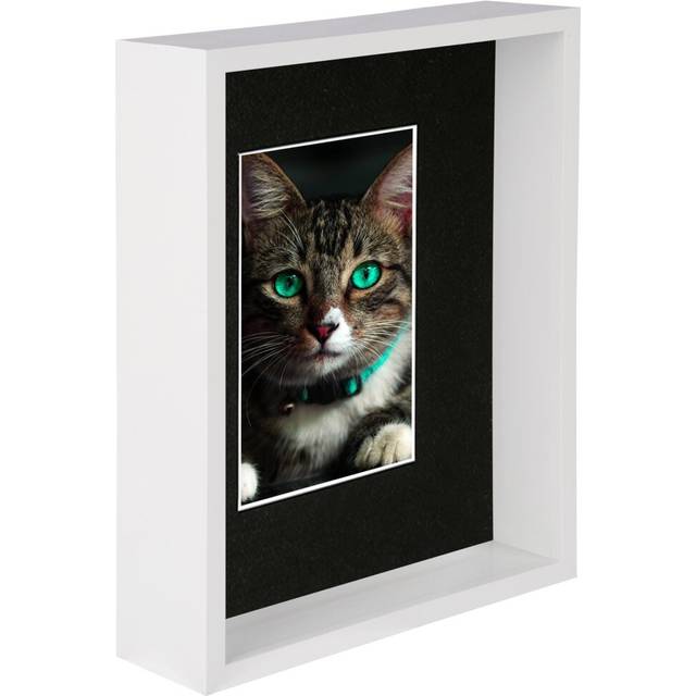 8" x 10" White 3D Deep Box Photo Frame - with 4" x 6" Mount - Black Mount