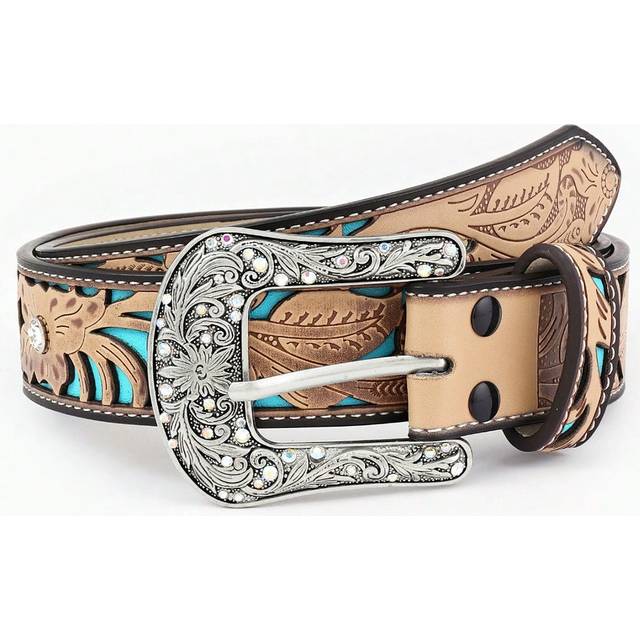 Boho 1st 2023 Senaste vintage präglade & snidade färgglada tillbehör Western Rhinestone midjebälte, lämplig för matchning med jeans, fritidsbyxor, klä - Kamel (80,90,100)