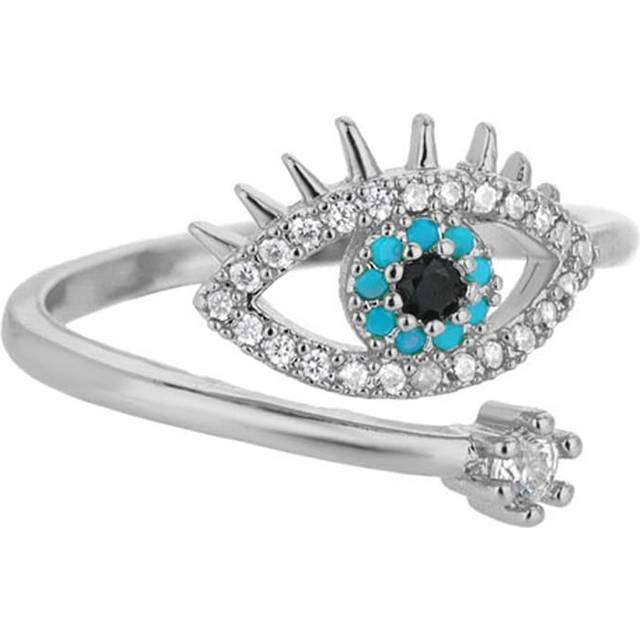 SHEIN 1pc European And American Classic Fashionable Gold-colored Copper And Eye Shaped Open Ring Suitable For Women&#39;s Daily Wear