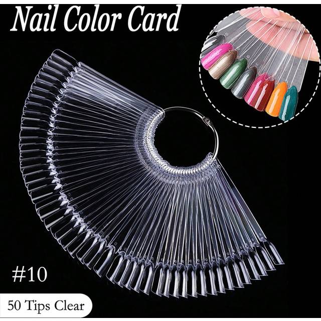 SHEIN 50Pcs Clear Nail Swatches Color Card Display Chart Gel Polish Template Nail Art Sample Stand Acrylic Palette Manicure Accessories For Nail Display Pra