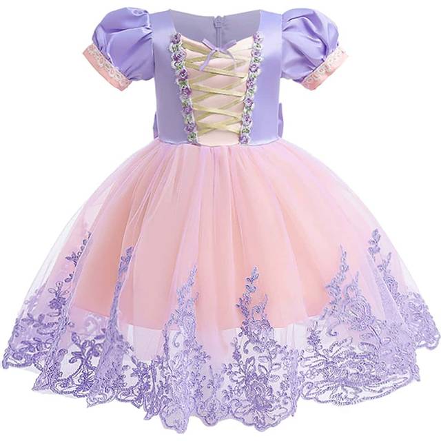 SHEIN Girls&#39; Tulle Satin Flare Dress With Lace Trim, Elegant Dress For Birthday Party, Performance, Not Including Hair Accessories