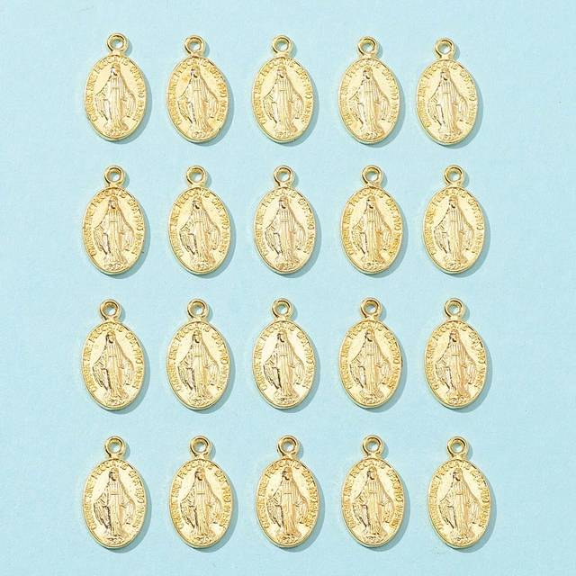 SHEIN 20Pcs Virgin Mary Alloy Oval Pendants, 17.5x10x1mm