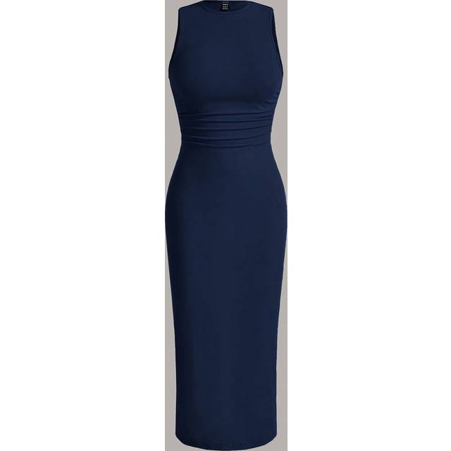 SHEIN Summer Solid Ruched Waist Tank Dress,Summer Dresses For Women