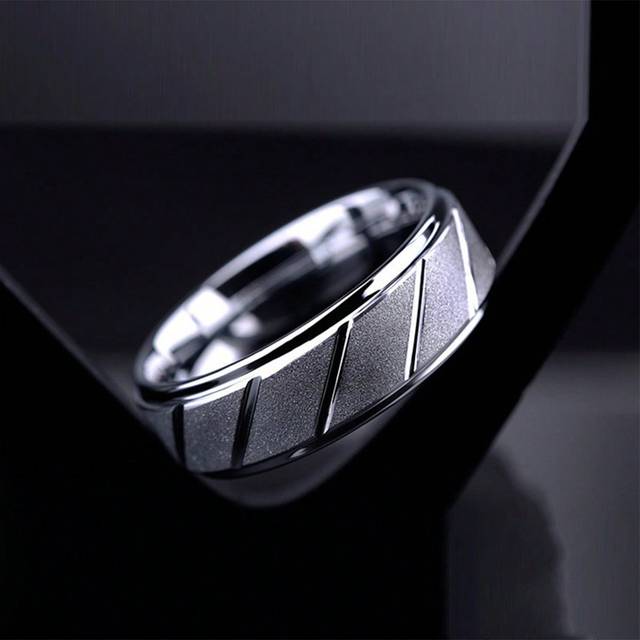 1 st Mäns fashionabla rostfritt stål graverad blomma enkel ring - Silver (7,9,11,6,8,10,12)