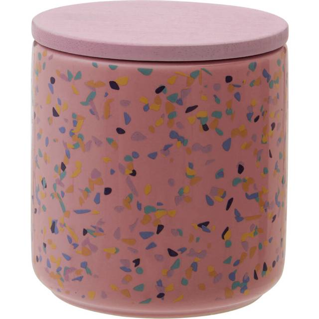 Premier Housewares - Interiors By Premier Medium Pink Terrazzo Storage Canister With Airtight Lid,Dolomite Food Container,Tea Coffee Sugar Canisters