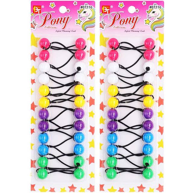 24 Pcs 16mm Hair Ties Hair Accessories for Girls Hair Ties with Balls Bubble Twinbead Ponytail Holders Bobble Hair Balls Kids Toddler Girl Hair Access