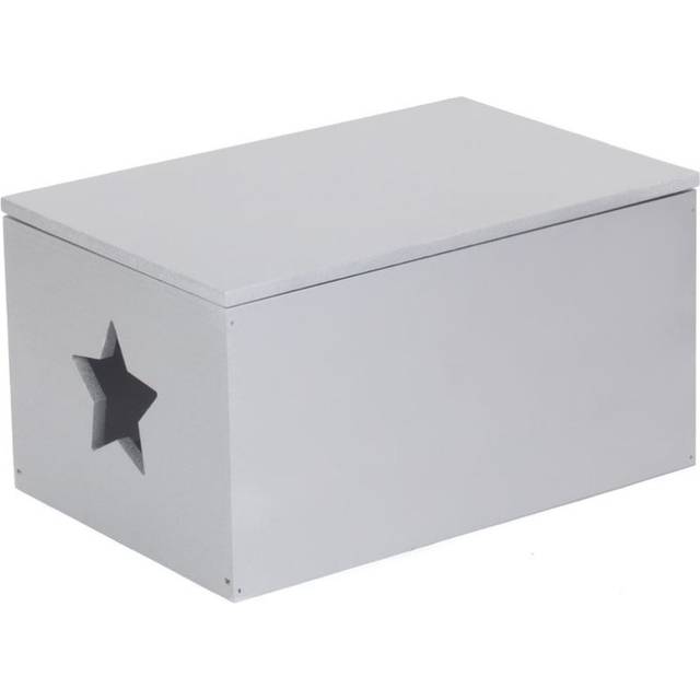 Soft Wood Silver Painted Storage Box with Star Cut Out