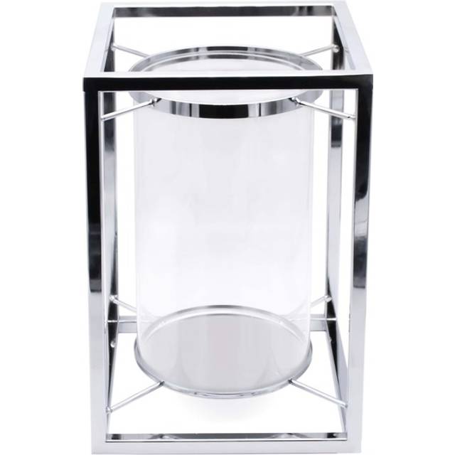 Modern Silver Hurricane Lamp Tea Light Candle Holder - Silver