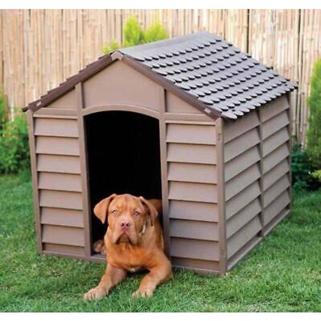 Dog kennel large, starplast heavy duty pet shelter, easy assembly, brown