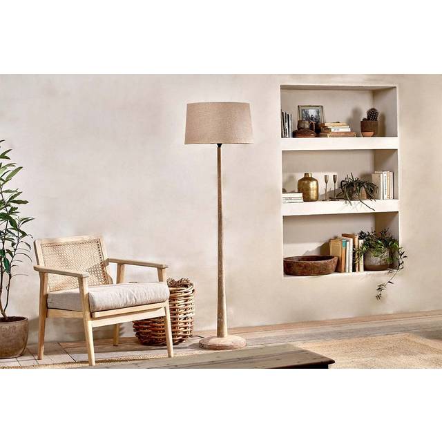 Nkuku Sahar Mango Wood Floor Lamp Base In Natural Finish