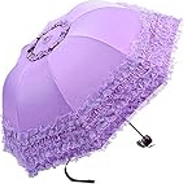 WANLIAN Ladies Umbrella Lace Parasol Folding Umbrella Sun Shade Anti-uv Dome (purple)