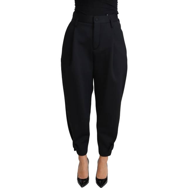 Dolce & Gabbana Black Cropped Dress High Waist Polyester Pants - IT40|S