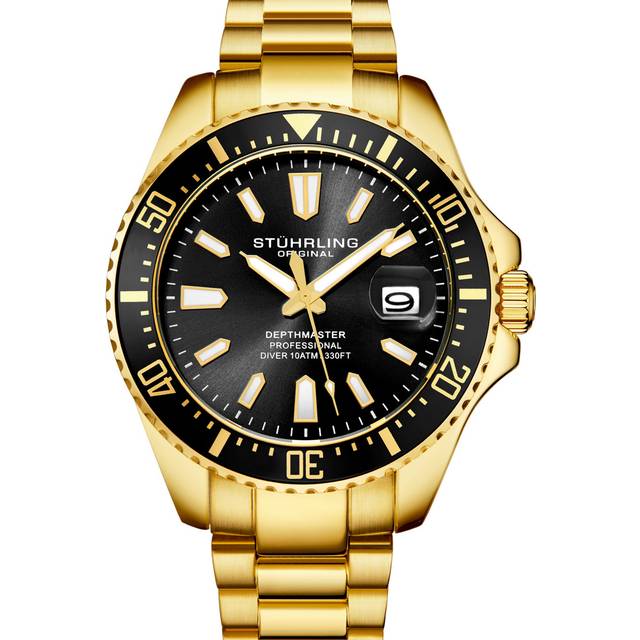 Stührling Depthmaster 3950A.7 - Herr - 42 mm - Analogt - Quartz - Safirglas - Black (22 mm)