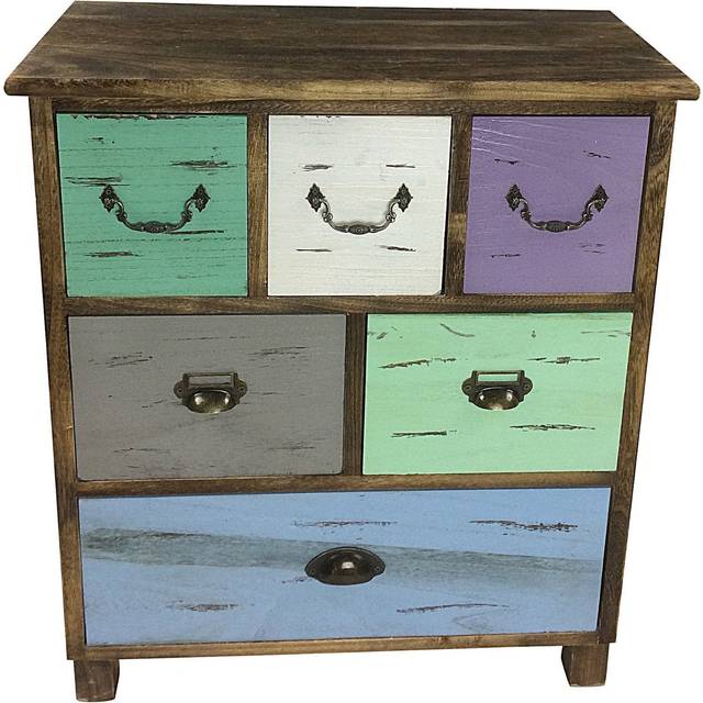 Wooden Storage Cabinet With 6 Drawers 69cm