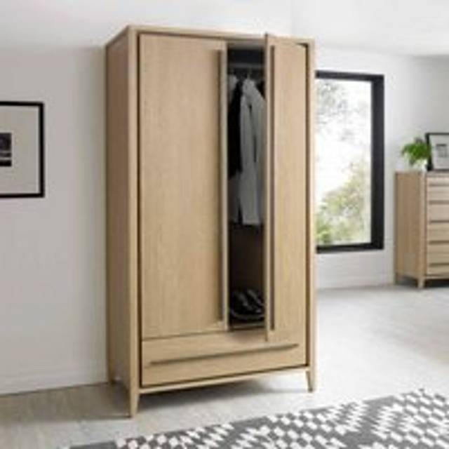 Bentley Designs Rimini Aged Oak & Weathered Oak Double Wardrobe, Brown