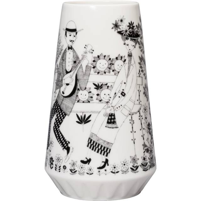 Arabia Emilia vas 19 cm Svart-vit