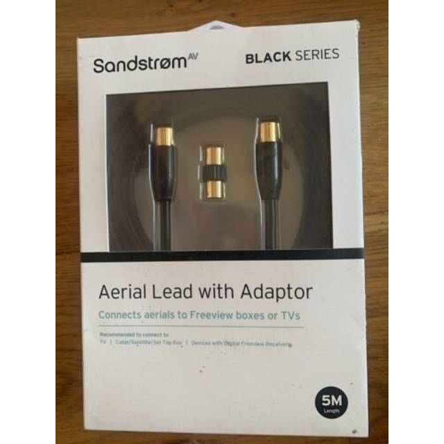 SANDSTROM Black Series Aerial Cable & Adapter - 5 m, Black