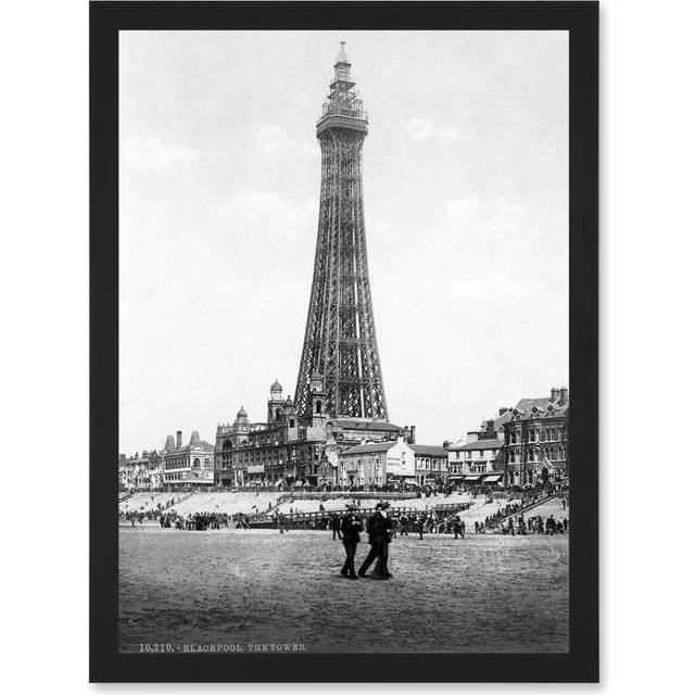 Vintage Photo Blackpool Tower England UK History Artwork Framed Wall Art Print A4 - One Size