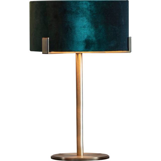 Table Lamp Matt Antique Brass Plate & Green Velvet 10W LED Bedside Light