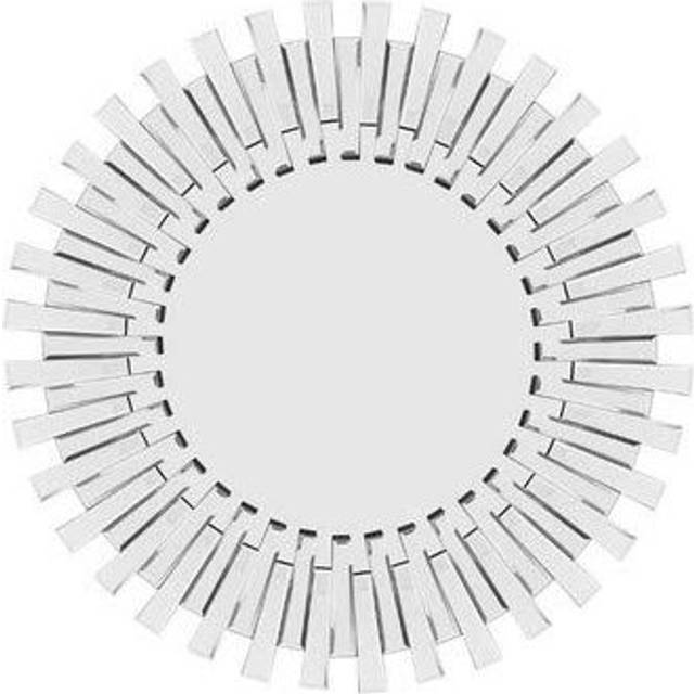 MirrorOutlet Starburst All Glass Stylised Large Round Mirror 120 X 120 Cm, Silver