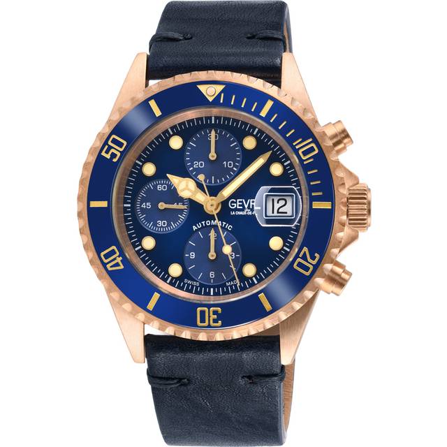 Gevril Men's Wall Street Bronze Chronograph Swiss Automatic ETA 7750 Watch - Blue - One Size