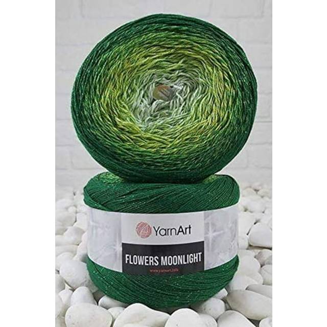 YarnArt Flowers Moonlight Glitter Cotton Yarn  Soft  Rainbow Crochet  Metallic Lurex handknit Shiny  Silvery Cake  Multicolor Cotton  1 Skein Weight 9