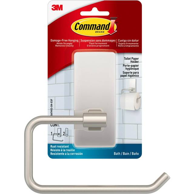 Command Toilet Paper Holder Satin Nickel with Water Resistant Command