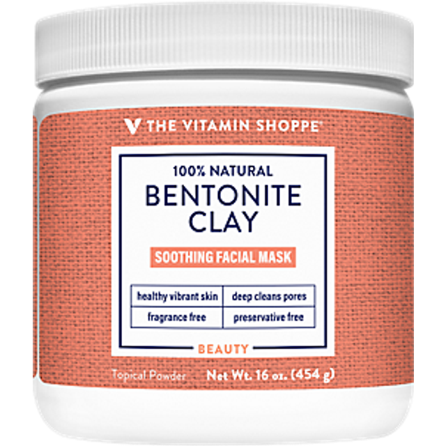 The Vitamin Shoppe, 100% Natural Bentonite Clay Soothing Beauty Facial Mask, Fragrance-Free, 16 oz (454 g)