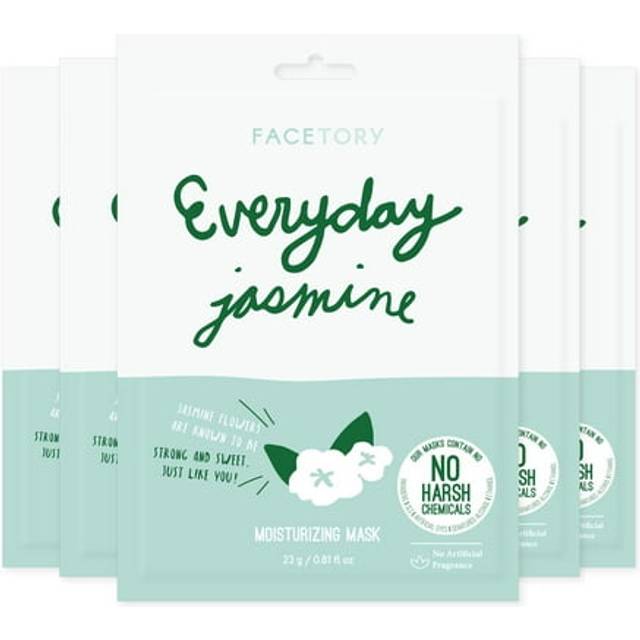 FACETORY K Beauty Face Mask Skin Care - Everyday JASMINE Moisturizing Sheet Mask | Plant-Based with Jasmine Infusion (5 Pack)