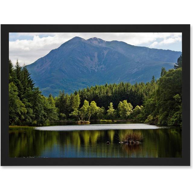 Gillman Glencoe Lochan Highland Scotland Photo Landscape UK Artwork Framed Wall Art Print A4 - Black - One Size
