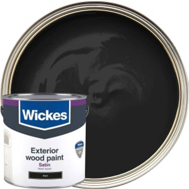 Wickes Exterior Satin Paint - Black - 2.5L
