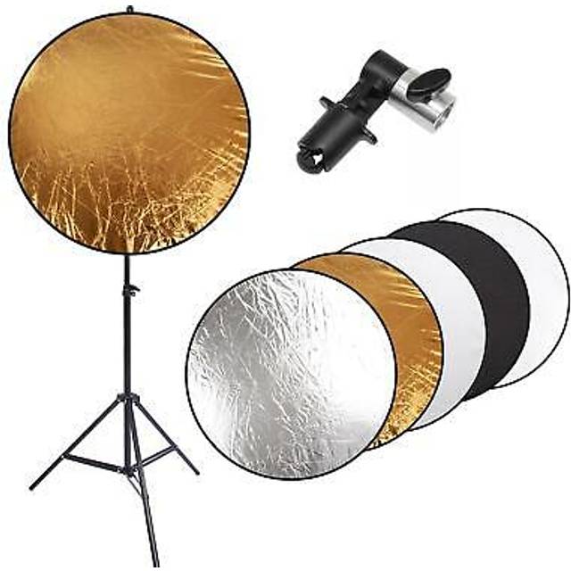 Photo Studio Lighting Reflector and Stand Kit: 43 inches/110 Centimeters 5-in-1 Multi-Disc Reflector,75-inch Light Stand and Metal Reflector Clamp Hol