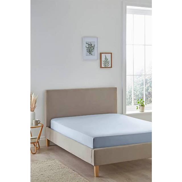 'Eco Pure' 200TC Organic Cotton Fitted Sheet - Blue - Double