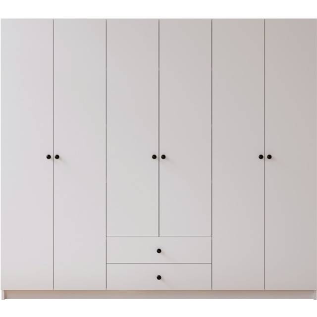 Ecu 6 Door 2 Drawer White Wardrobe