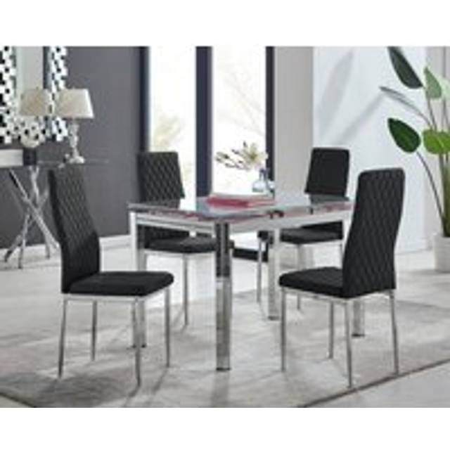 Furniturebox Fonti Valera 4 Seater Dining Set Black and Chrome