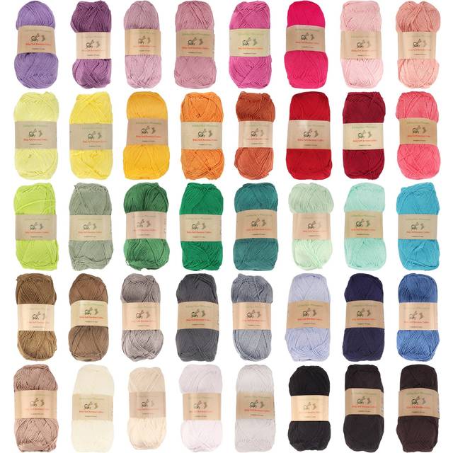 JubileeYarn Baby Soft Bamboo Cotton Yarn - 50g/Skein - All 40 Colors - 40 Skeins