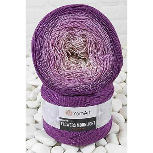 YarnArt Flowers Moonlight Glitter Cotton Yarn  Soft  Rainbow Crochet  Metallic Lurex handknit Shiny  Silvery Cake  Multicolor Cotton  1 Skein Weight 9