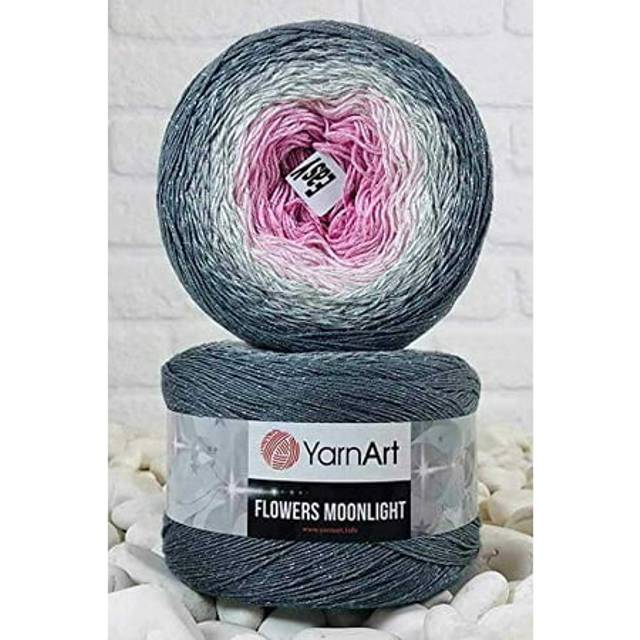 YarnArt Flowers Moonlight Glitter Cotton Yarn  Soft  Rainbow Crochet  Metallic Lurex handknit Shiny  Silvery Cake  Multicolor Cotton  1 Skein Weight 9
