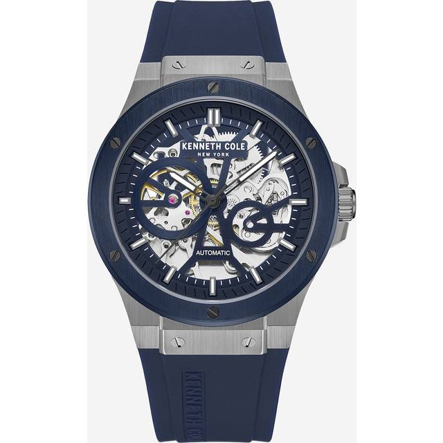 Kenneth Cole Men's Skeleton Transparent Dial Silicone Strap Watch Dark Blue - Size: One Size