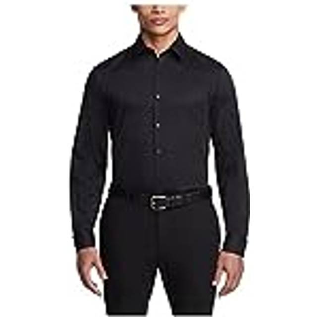 Van Heusen mens Slim Fit Flex Collar Stretch Solid Dress Shirt  Black  18.5 Neck 34 -35 Sleeve XX-Large US